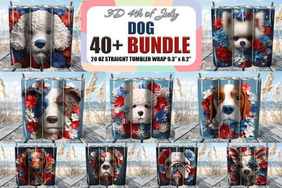 4th of July Dog 3D Tumbler Wrap Bundle