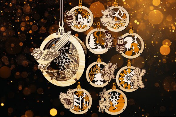 Elevate Your Holiday Decor with a Set of 9 3D Christmas Ornaments