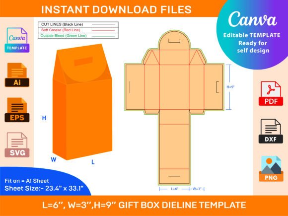Mastering the Gift Box Dieline Template 6x3x9 Inch for Professional Packaging Design