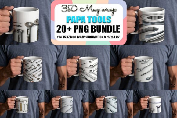 Papa Mechanic Tools 3D Mug Wrap Bundle