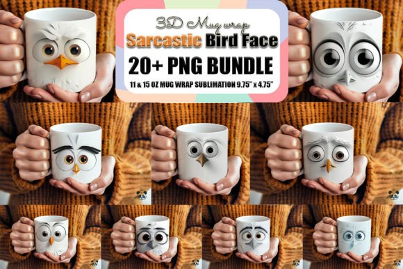 Sarcastic Bird Face 3D Mug Wrap Bundle
