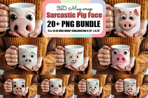 Sarcastic Pig Face 3D Mug Wrap Bundle