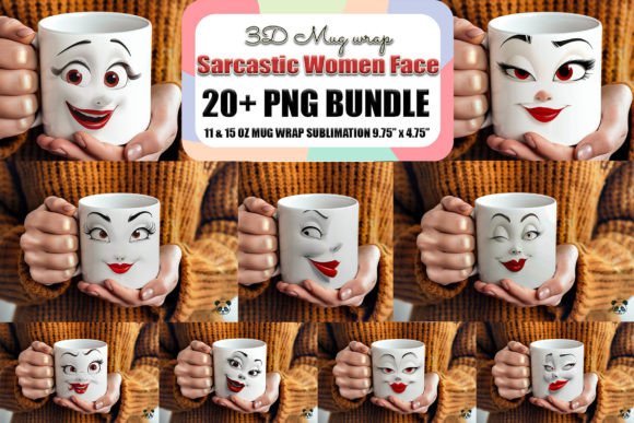 Sarcastic Women Face 3D Mug Wrap Bundle