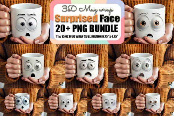 Surprised Face 3D Mug Wrap Bundle