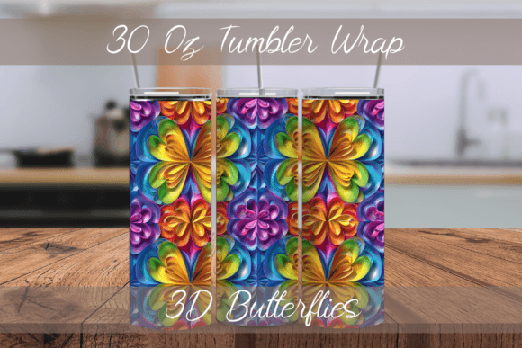 Transforming Drinkware: A Deep Dive into 3D Tumbler Wrap, Butterfly Inspired, PNG Designs